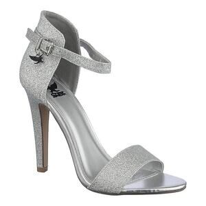 NWOT SHIEKH Silver Glitter High Heel Dressy Sandals. Size 6.5.